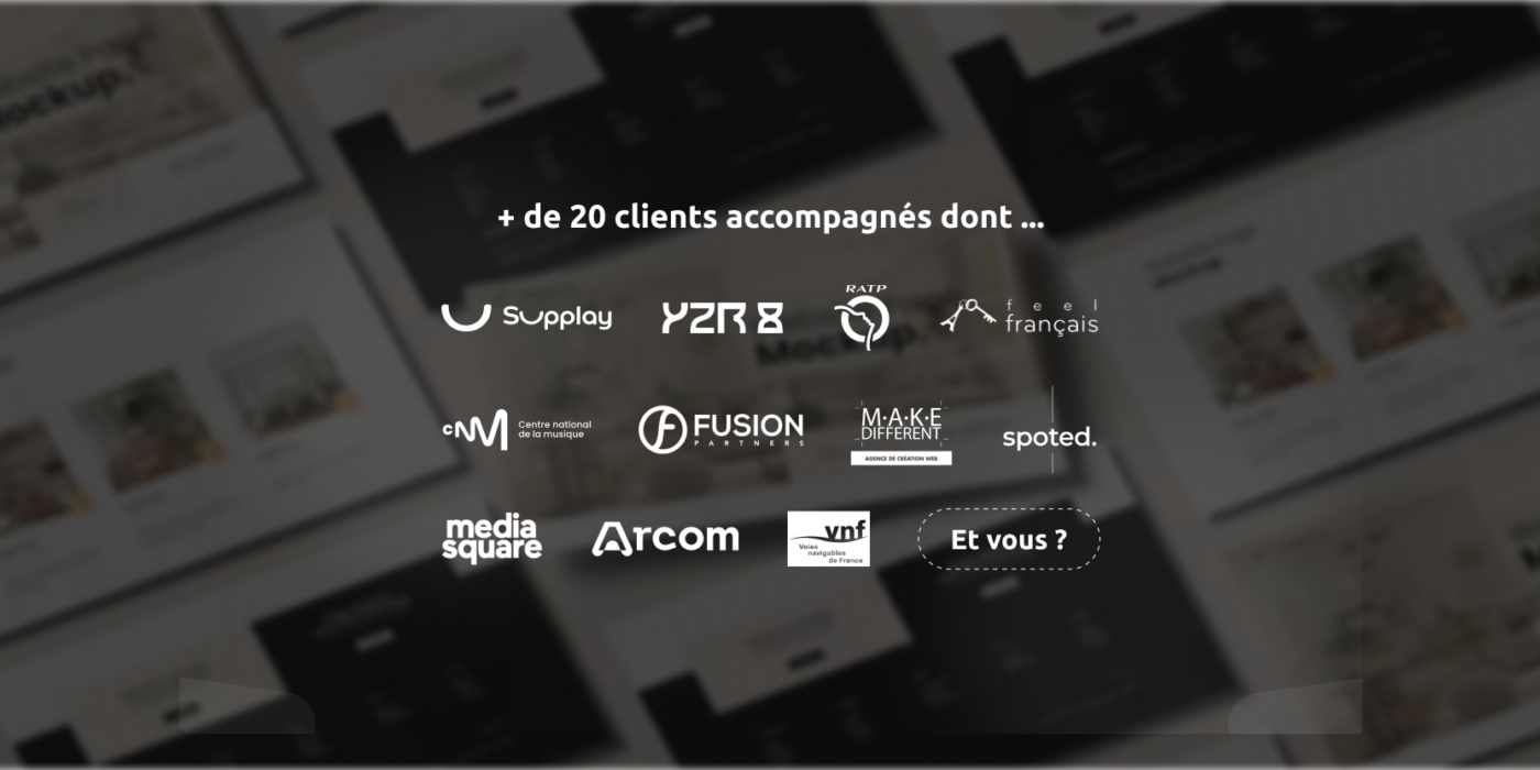 Mockup + de 20 clients accompagnés dont ...