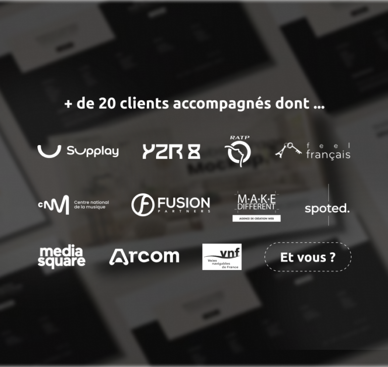 Mockup + de 20 clients accompagnés dont ...