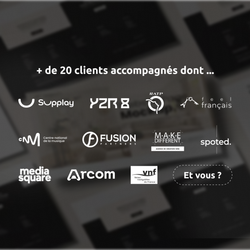 Mockup + de 20 clients accompagnés dont ...